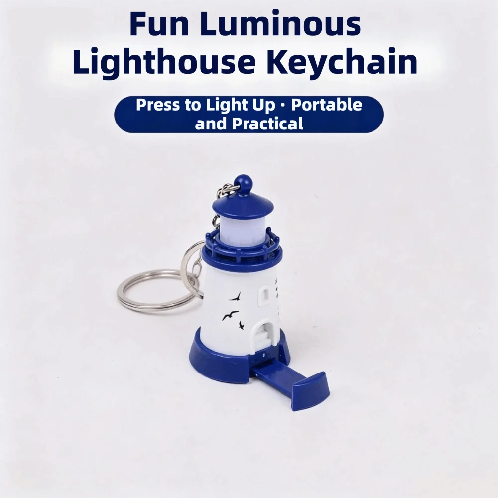 Luminous Lighthouse Keychain LED Light Up Night Light Keychain Bag Charm Mobile phone stand LED Lightup Keychain Small Gift