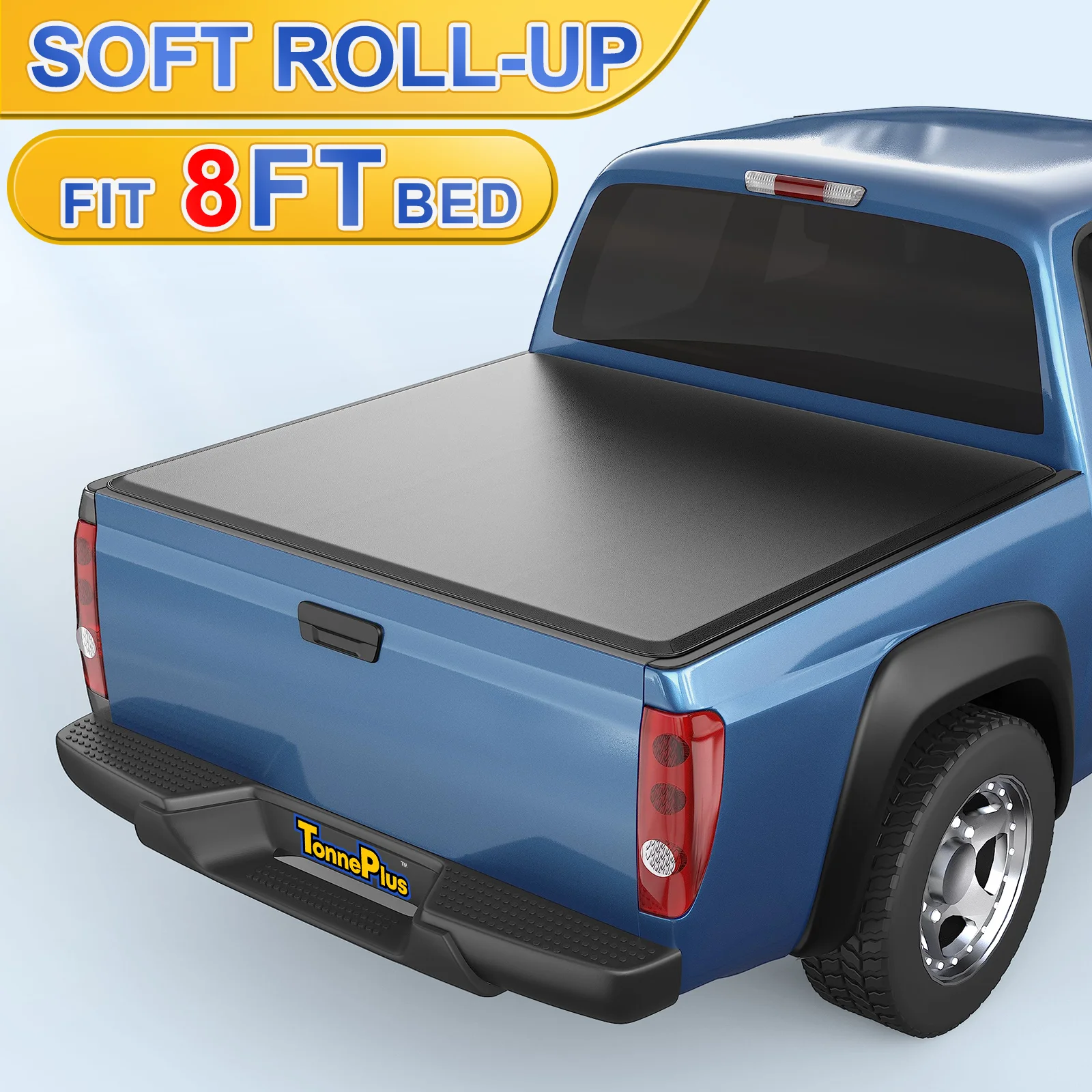 TonnePlus Soft Roll-Up Tonneau Cover Truck Bed Covers for 1999-2006, 07 Classic Silverado / Sierra 1500 2500 HD 3500 HD 8FT Bed