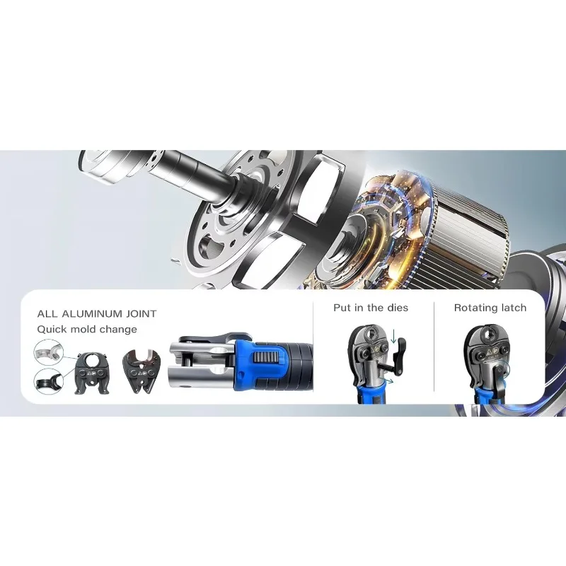 

Industrial DIY Electrical Plumbing Battery Powered Hydraulic ProPress Crimping Tool Set Brushless Motor 60Kn Force 220V/110V