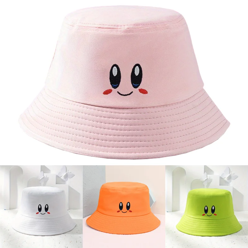 

Шляпа-ведро Kirby, женская модная кепка с вышивкой в рыбацком стиле, спортивная кепка с героями мультфильмов, повседневная солнцезащитная кепка для девочек, солнцезащитные шляпы