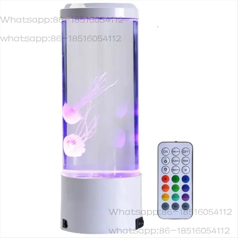 LED Jellyfish Night Light with Remote Control USB Powered Colorful Lighting Modes for Home Office Desktop Decorative