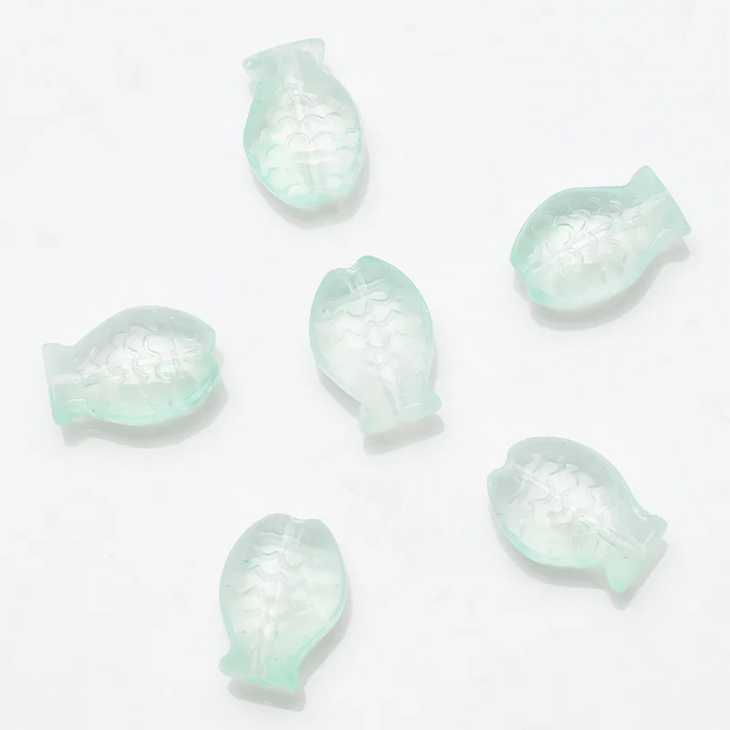 15PCS/LOT 10*14MM Medium Hole Small Fish Gradient Paint DIY Bead Bracelet Pendant Medium Hole Colored Glass Crystal Pendant
