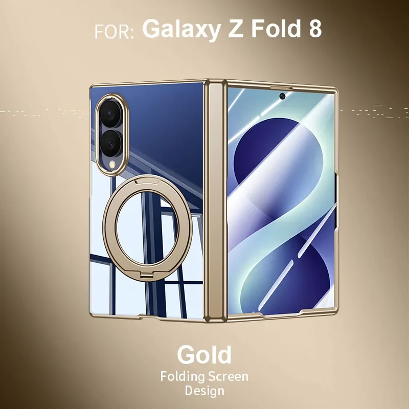 2026 New Case For Samsung Galaxy Z Fold 8 Cover With 360 Rotatable Ring Phone Stand For Samsung Z Fold8 Cases With Tempered Film