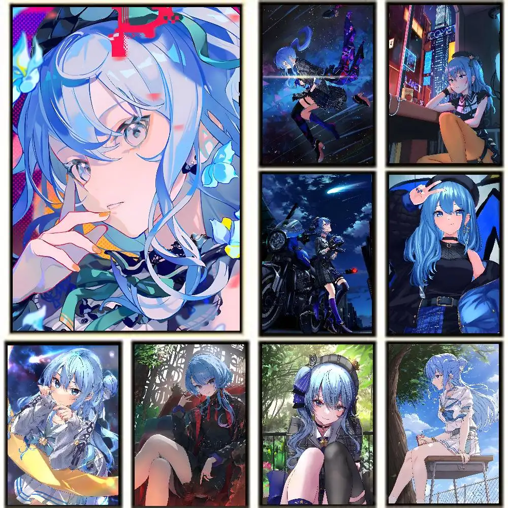 Anime Girl Hoshimachi Suisei Posters High Quality Self-adhesive Wall Art Decorations Color Prints Sticky