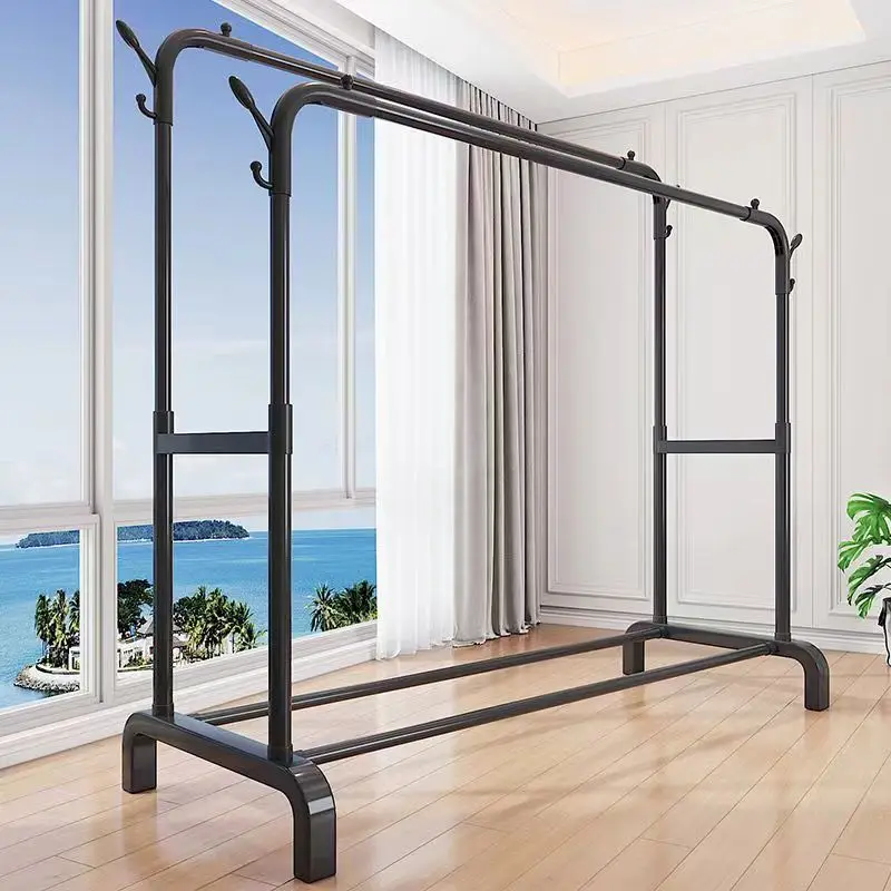 Oustin Floor Standing Clothes Drying Rack for Balcony Indoor Hanging Garment Rack Simple Hat and Coat Stand for Dormitory