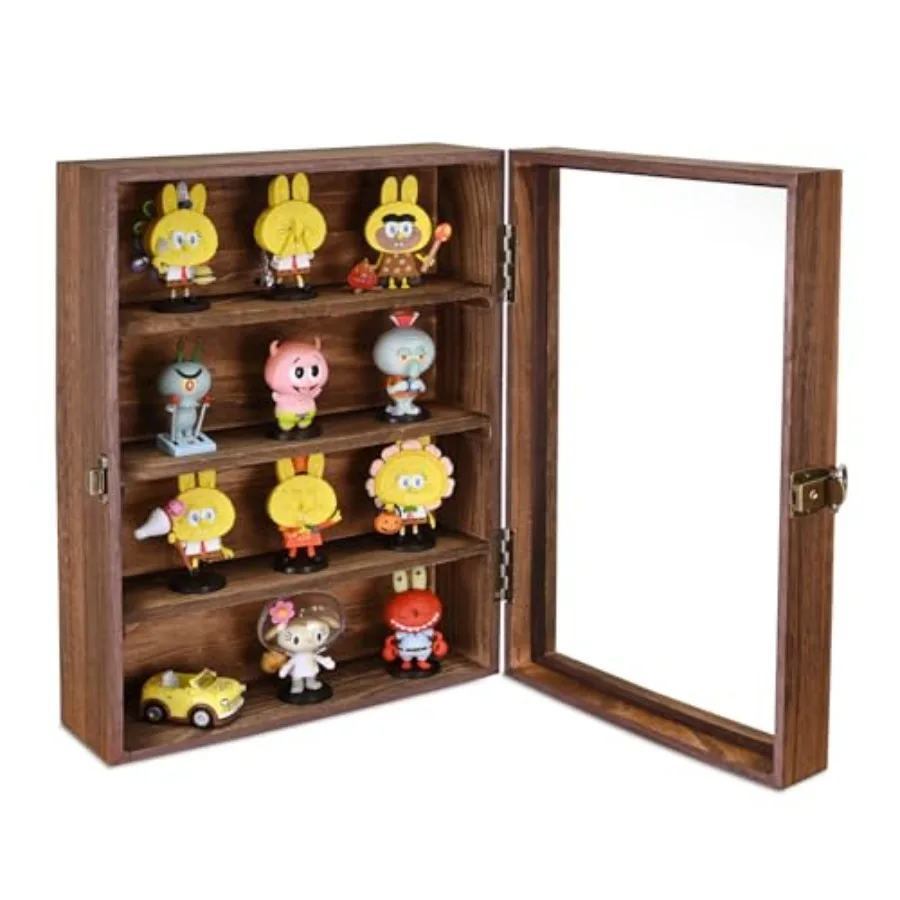 

Wall Mounted Collectible Display Shelves Case Shadow Box with a Lock and Key and Tempered Glass Top for Displaying Your Valuabl