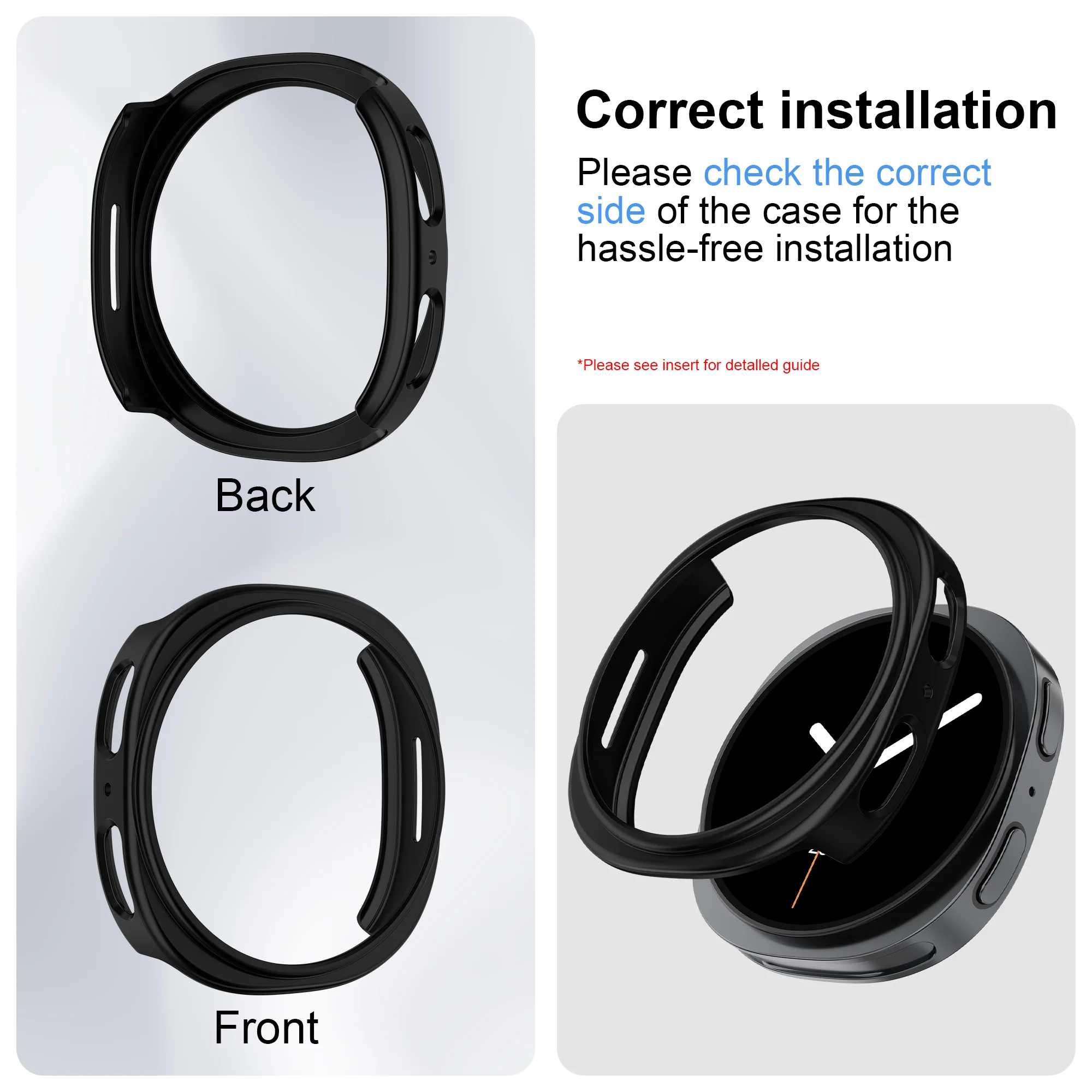 삼성 갤럭시 워치 8 40mm 44mm 액세서리용 하드 중공 프레임 보호 범퍼, 갤럭시 워치 8 46mm 커버용