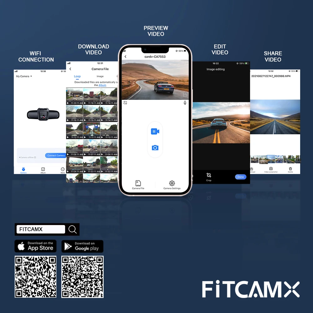 FITCAMX-Caméra de tableau de bord pour Volkswagen Jetta, enregistreur vidéo DVR de voiture 4K, connexion Wi-Fi, 7 Isabel, 2019, 2020, 2021, 2022, 2023, 2024