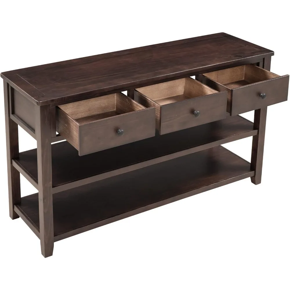 أثاث غرفة المعيشة/طاولة وحدة التحكم في المدخل مع 3 أدراج وأرفف مفتوحة، وطاولة طويلة لأريكة البهو، وأدوات وزن 220 رطل.