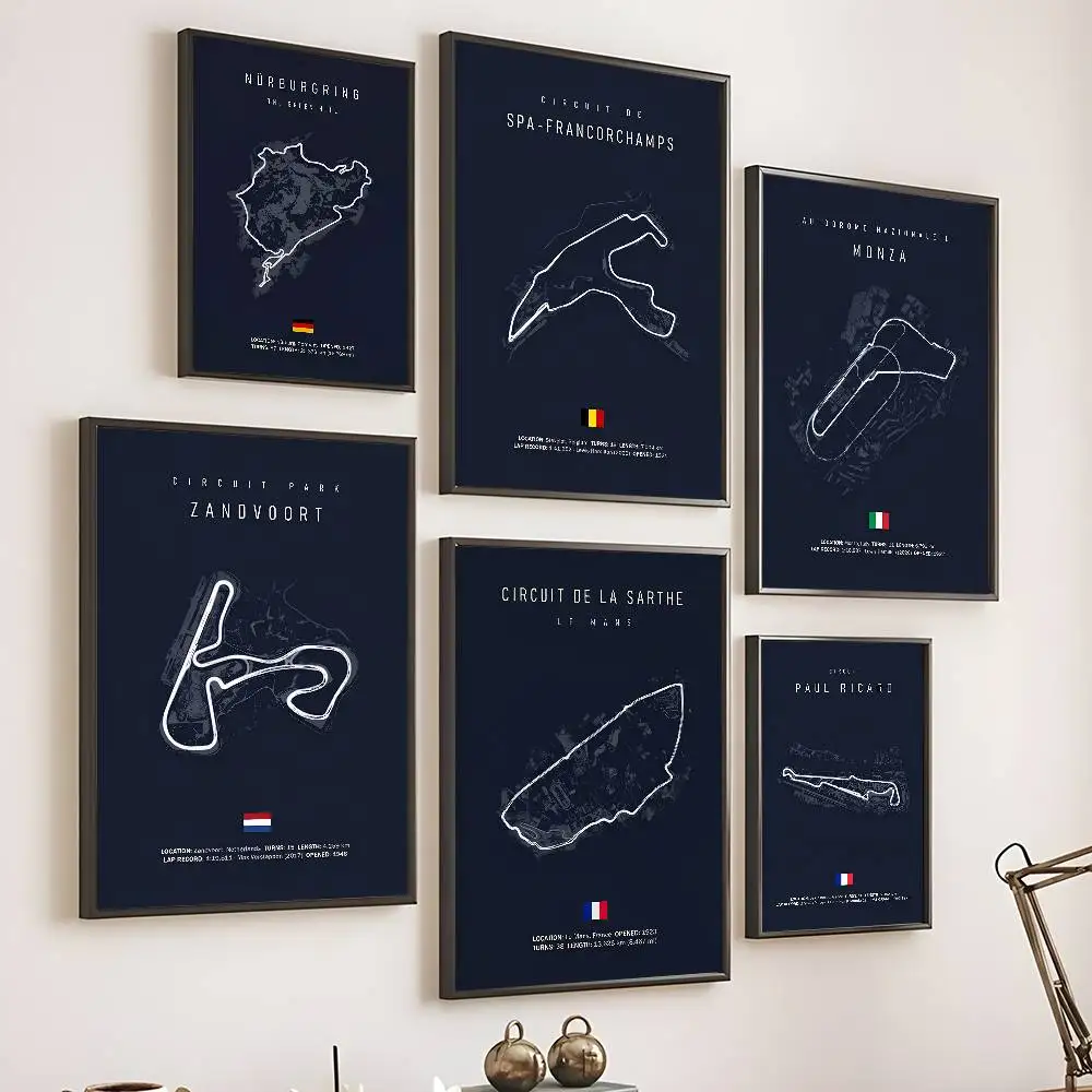 الفورمولا 1 إيمولا موناكو الدائرة F1 ملصق ذاتي اللصق فني مقاوم للماء ورقة ملصق مقهى بار غرفة جدار ديكور #1