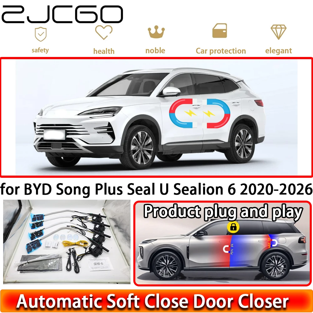 ZJCGO for BYD Song Plus Seal U Sealion 6 2020-2026 OEM Soft Close Door Kit Power Closing Latch System Auto Pull Door Easy Close