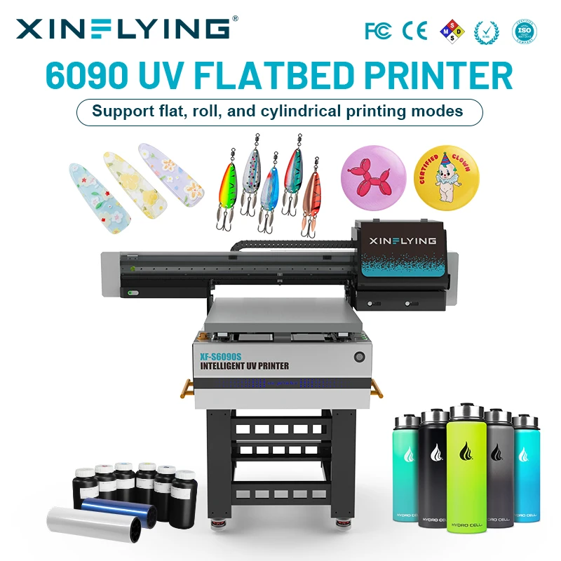 One Machine Three Functions 6090 UV Flatbed Printer I3200 Commercial UV DTF Flatbed Printer 60*90cm