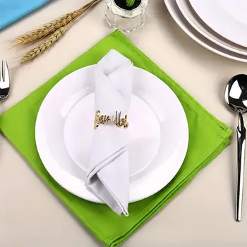 12 ks kroužků na ubrousky ve tvaru písmene na párty, svatbu, výročí, narozeniny, Vánoce, Den díkůvzdání, Velikonoce - delikátní a jednoduché stolování 10 nejlepší prodej svatební prsten na ubrousek - №5