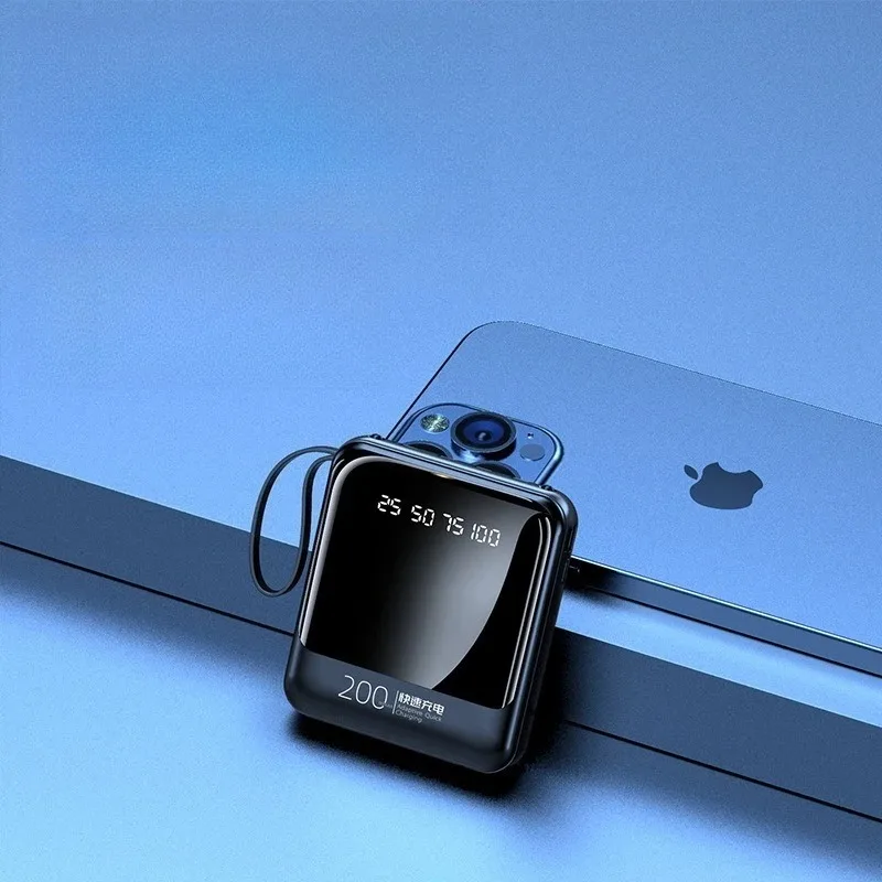 

PowerBank 10000 мАч для Xiaomi, iPhone, Samsung, Huawei, цифровой дисплей, быстрая зарядка, ультратонкие встроенные кабели