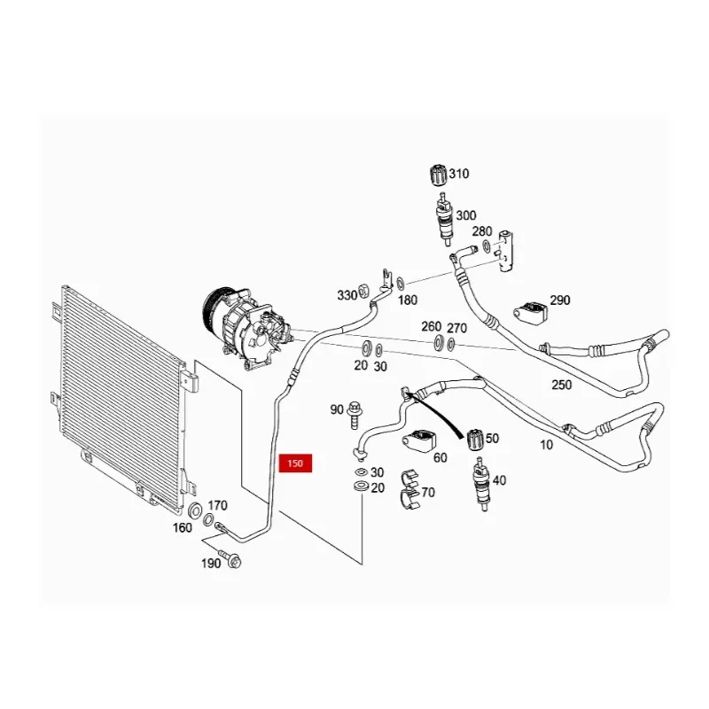 A1698301715 A150 A160 A200 B200 B150 W245 W169 Refrigerant pipeline pressure pipe, connecting condenser to expansion valve