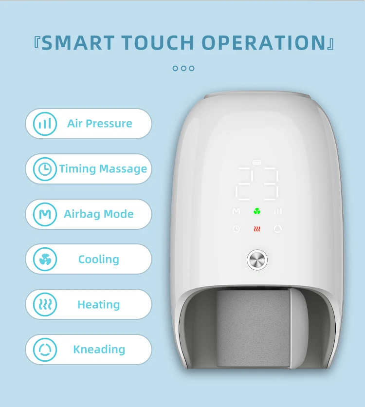 Healthpal Oem Portable Finger Joint Rolling Ems Mini Carpal Tunnel Hand Held Electric Wrist Hand Massager with Heat Compression