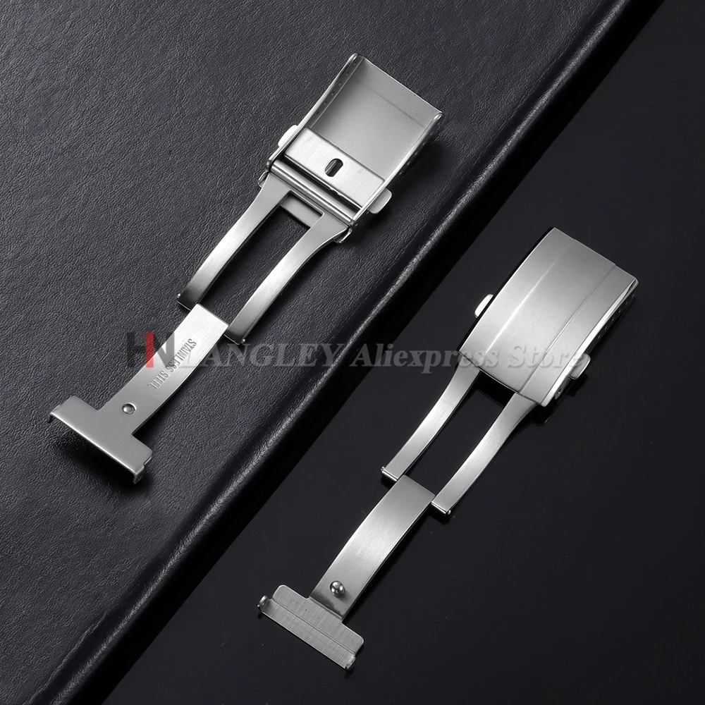 18 مللي متر 20 مللي متر مشبك ساعة الصلبة الفولاذ المقاوم للصدأ نحى للطي زر الأمان مزدوج دفع نشر ساعة المشابك ساعة اكسسوارات #5