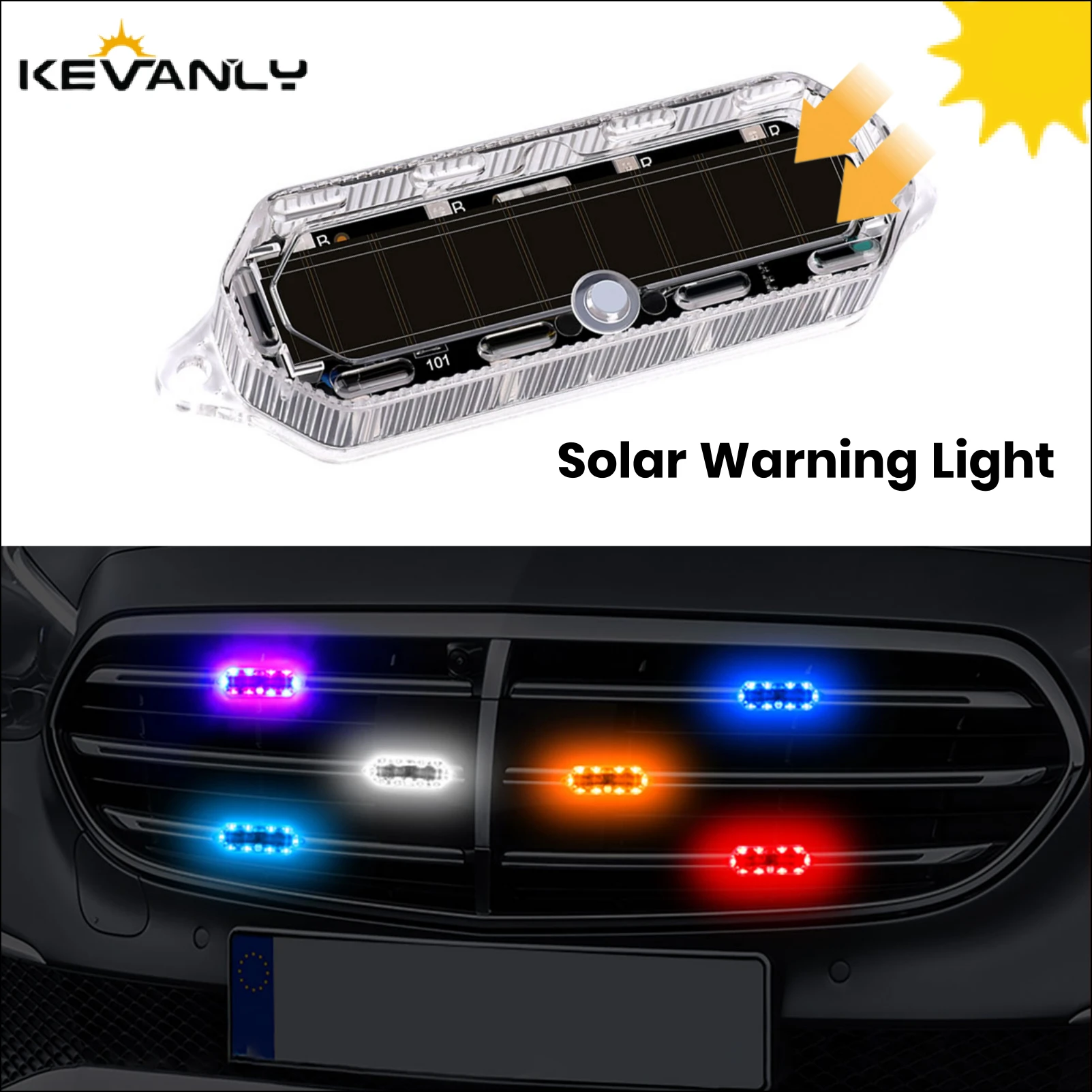 

1/2pcs Solar Flashing Warning Light LED Warning Safety Flashing By Strobe Light Adjustable Auto Parking Lamp Rear Warning Light