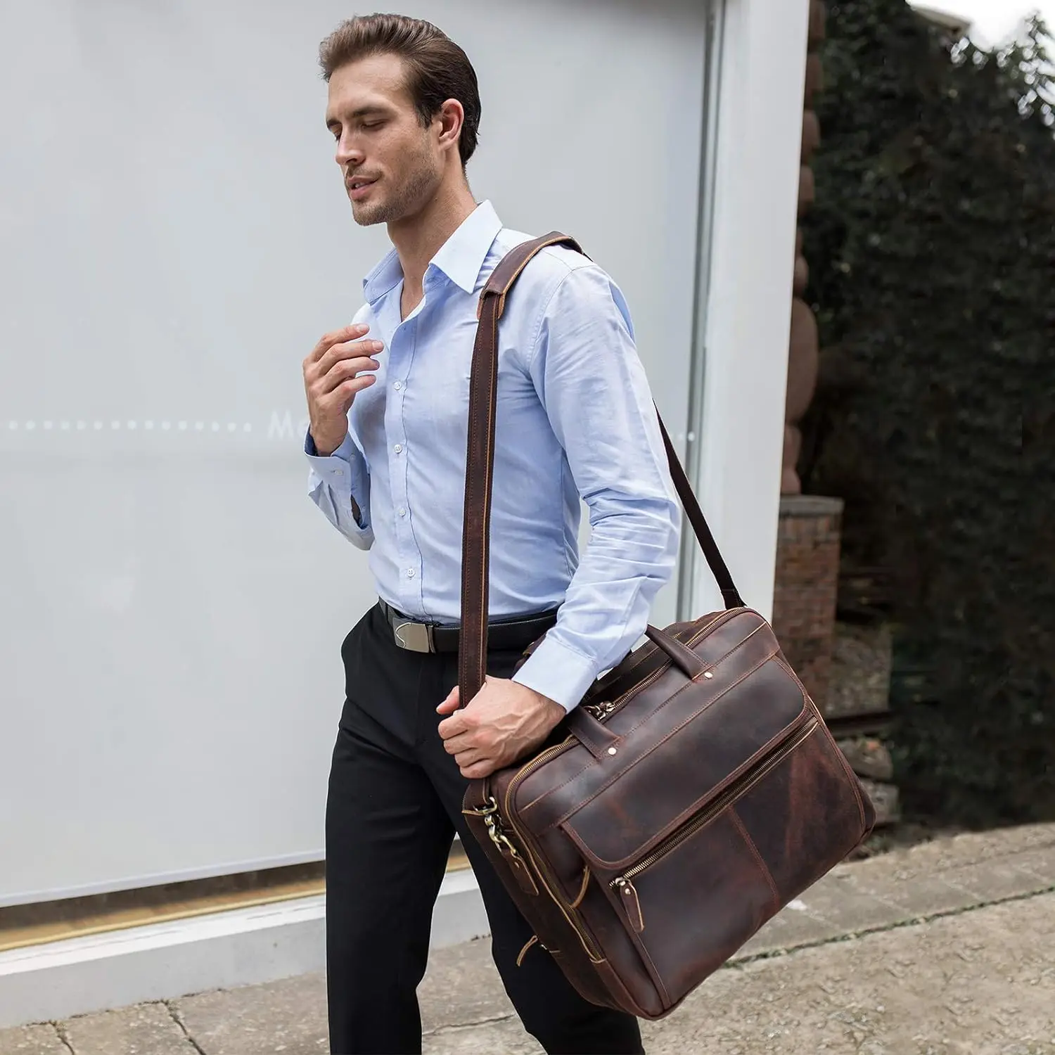 Briefcases For Men Leather Messenger Bag 15.6\