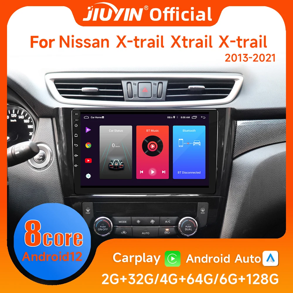 JIUYIN Android12 Car Radio For Nissan X-Trail-X-Trail 2013-2021 Multimedia Video Player Navigation 4G+WiFi GPS 2din Head CarPlay