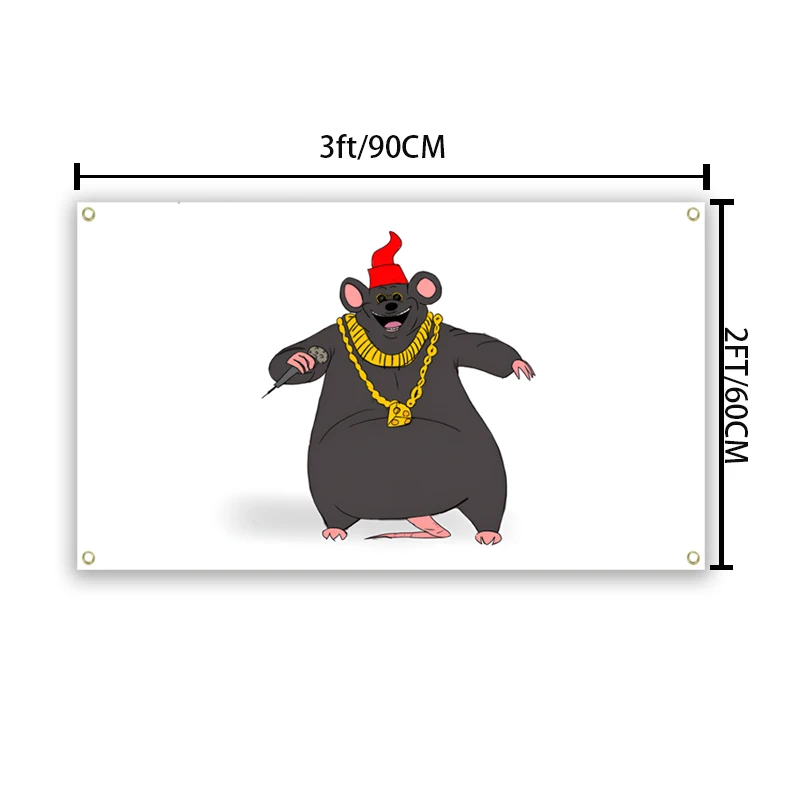 Biggie Cheese Meme flag 3x5fts 2x3fts Kawaii Anime Mouse flag Suitable for home decoration, indoor and outdoor decoration