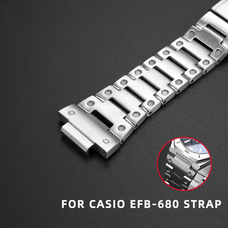 Solid stainless steel metal watch strap 14mm For Casio watch Edifice series EFB-680  Bracelet strap accessories wristband