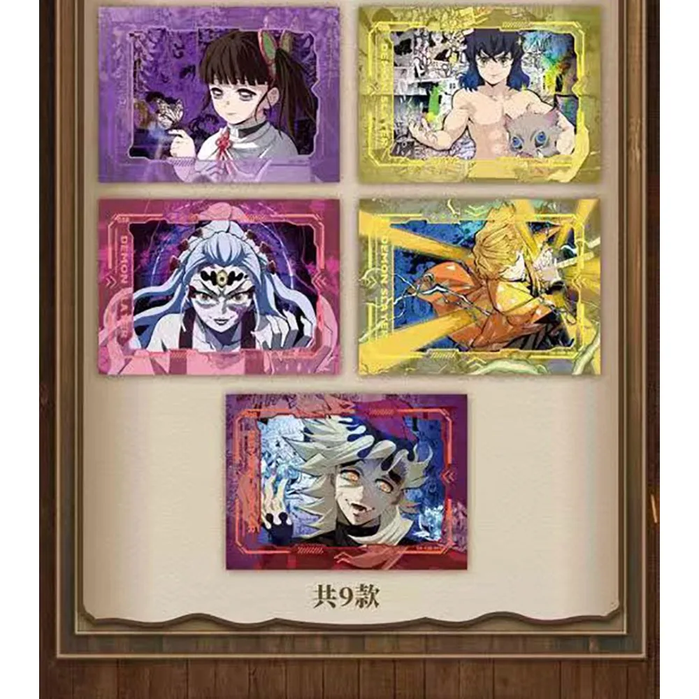 Demon slayer coleção cartões caixa de reforço adorável q-versão anime personagens em forma especial cartões transparentes diversão presentes populares