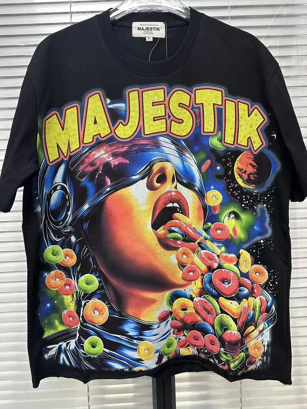 Camiseta de Verano para Hombre, Estilo Urbano, con Diamantes Brillantes, Algodón Lavado, Cuello Redondo, Vintage, con Pedrería, Manga Corta, Talla Grande