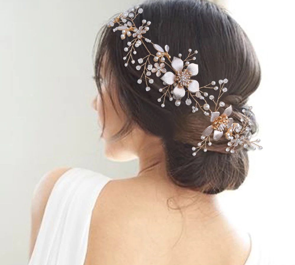 Diadème pour filles et femmes, bandeau de mariage, accessoires de cheveux, Style bohémien, coiffure tressée, vigne de cheveux, perles, diadème de mariée pour femmes