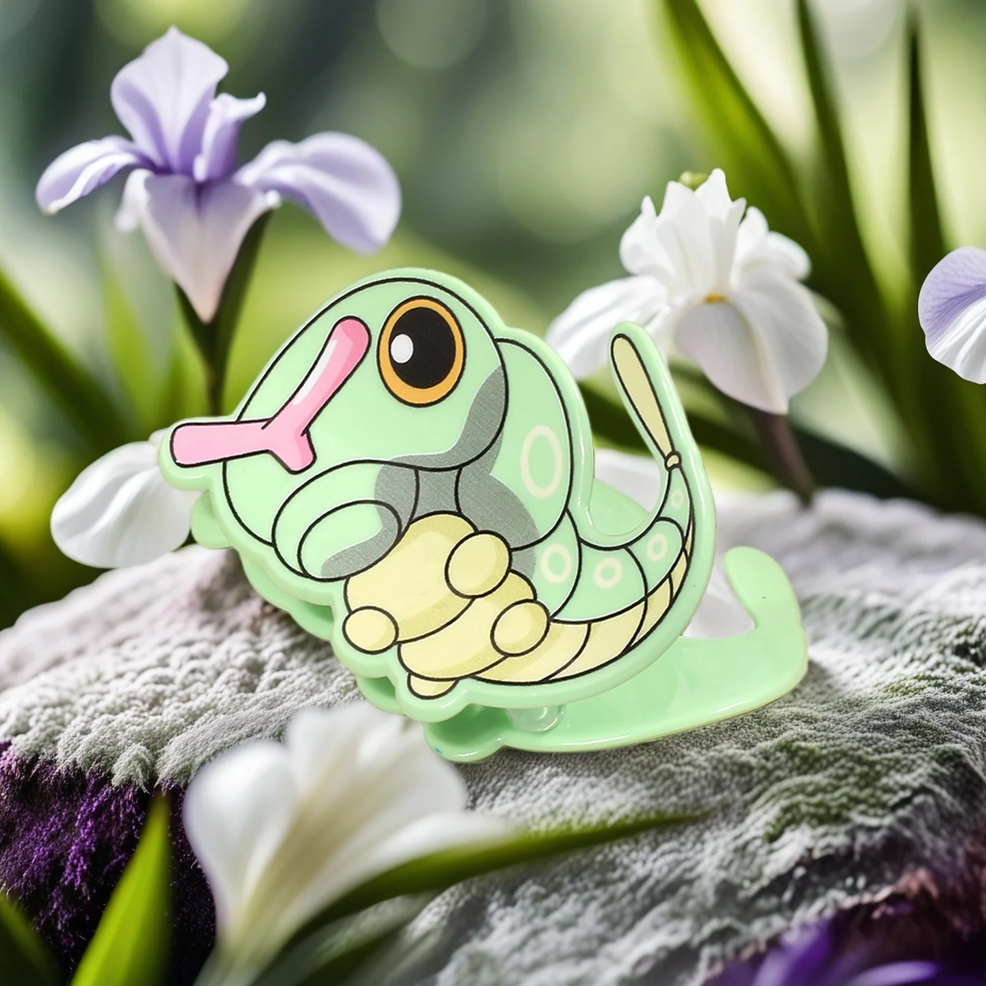 مشبك شعر بوكيمون كاتربيلر من الأكريليك، مقابض شعر أنيقة وعصرية، إكسسوار شخصي مبتكر وجذاب