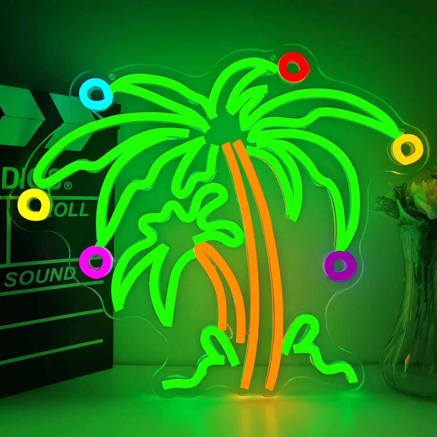 Tropical Palm Tree Neon Sign Christmas Lights LED Neon Light Hawaiian Beach Party Game Room Bedroom Home Decor Gift USB Powered