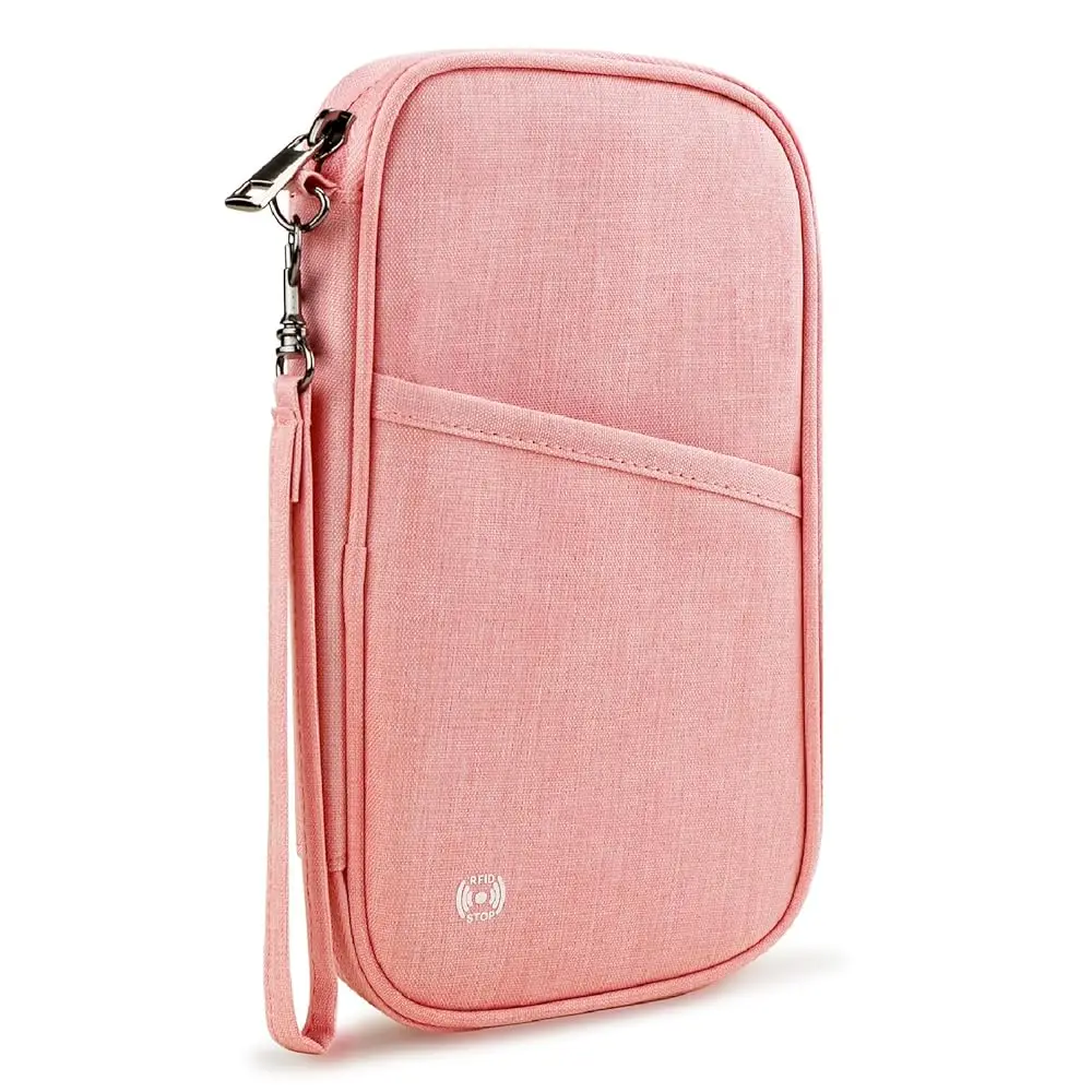 

Passport Holder Family, Travel Document Organizer with RFID, Portable Passport Cover Case with Zipper for Cards, Boarding Pas