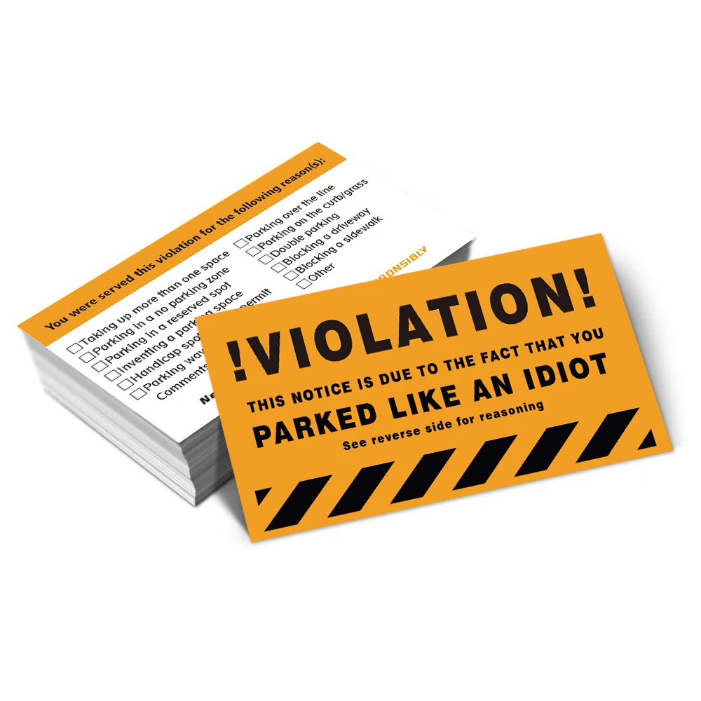 

50pcs Humourous Parking Violation Cards 3.5 X 2 Inch Prank Funny Cards Fake Ticket Mini Portable Prank Props