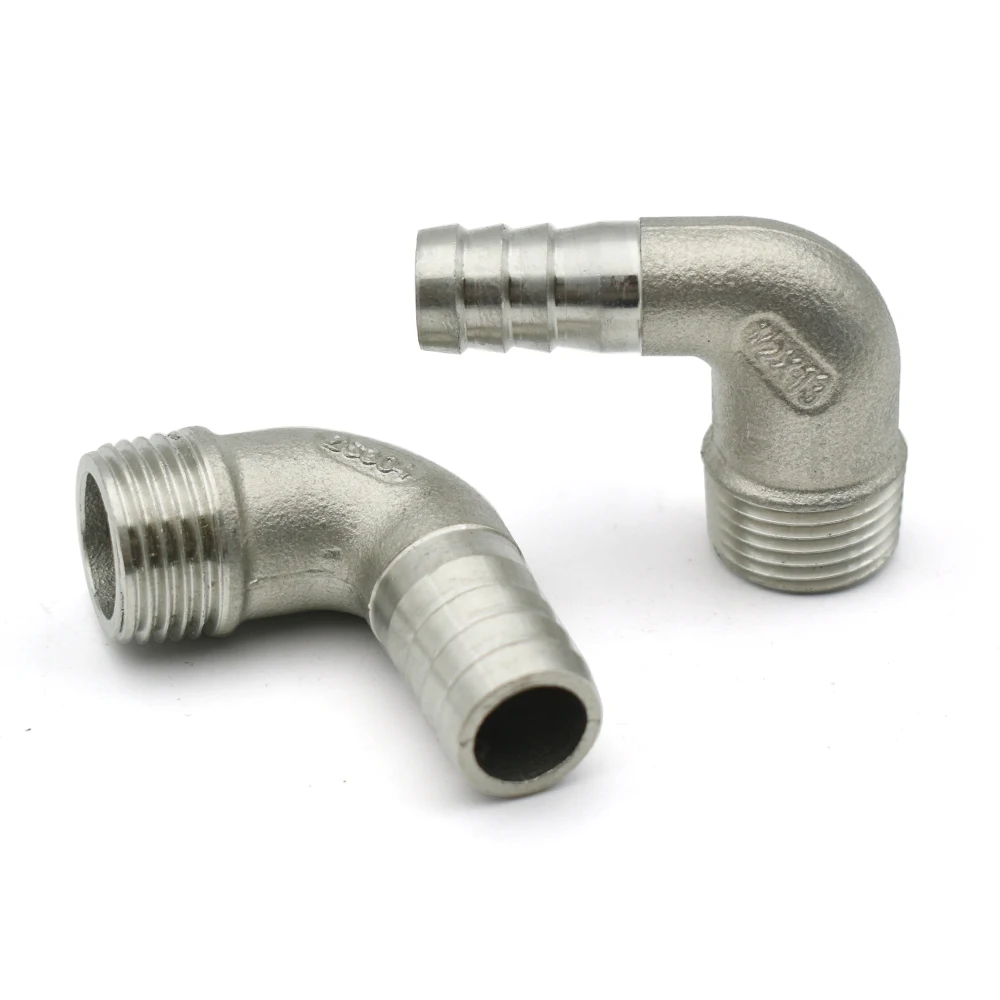 304 Stainless Steel BSPT Male Thread Elbow Soft Hose Connector 1/8 1/4 3/8 1/2 3/4 1 Inch Pipe Fitting Hook Joint 8-50mm