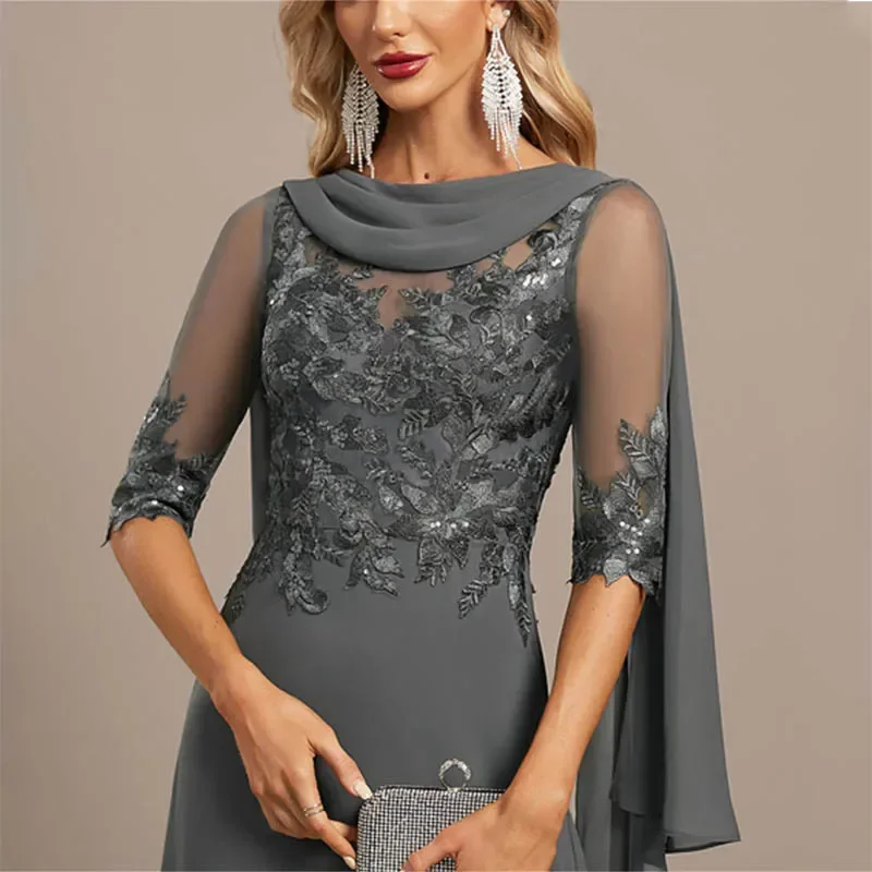 فستان سهرة نسائي لحفلات الزفاف من أم العروس، فساتين نسائية طويلة مخصصة لحفلات التخرج وحفلات الكوكتيل أنيقة وأنيقة #3