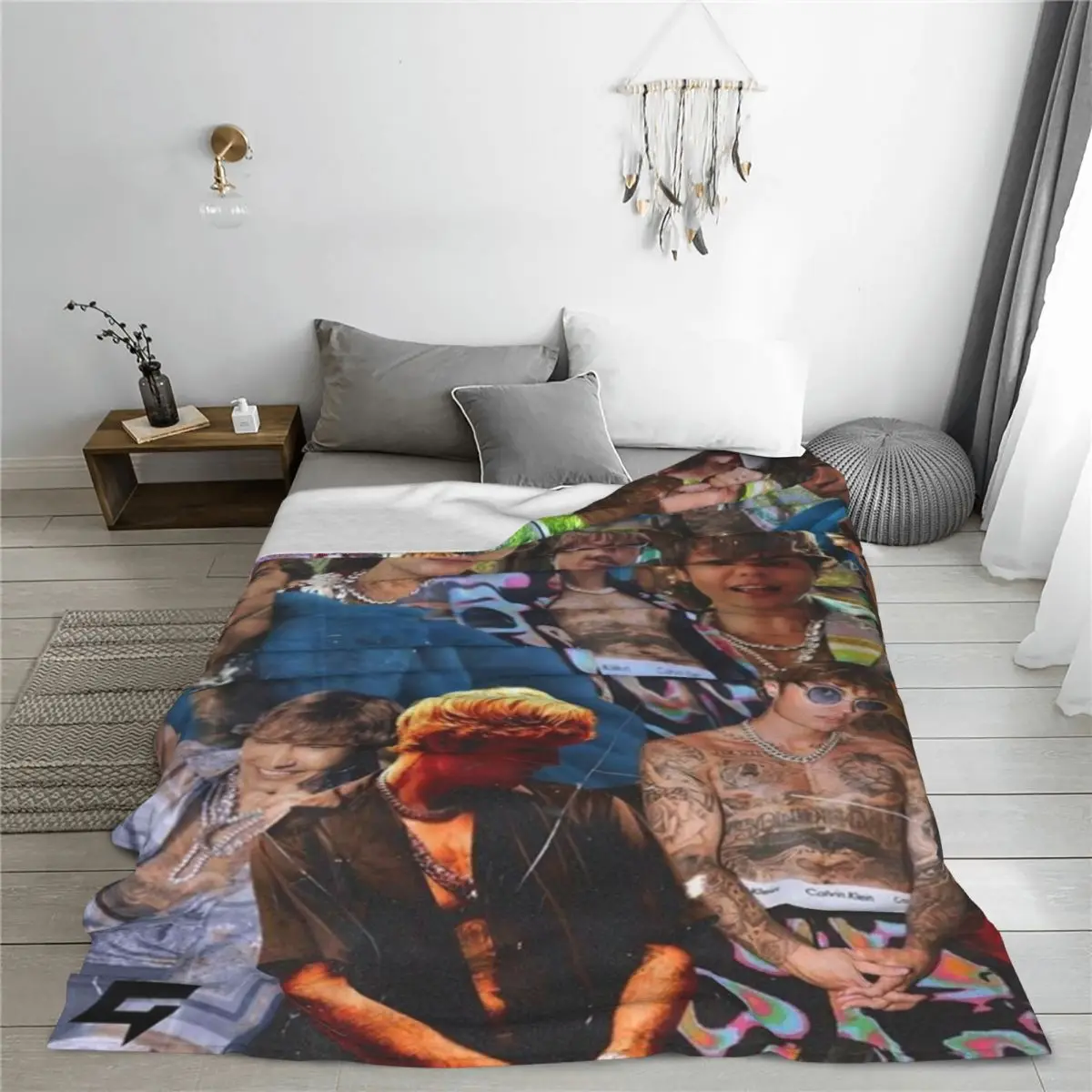 Justin Bieber Pop Canadian Singer Blanket Fleece Print Multifunction Ultra-Soft Throw Blankets for Sofa Office Bedspreads