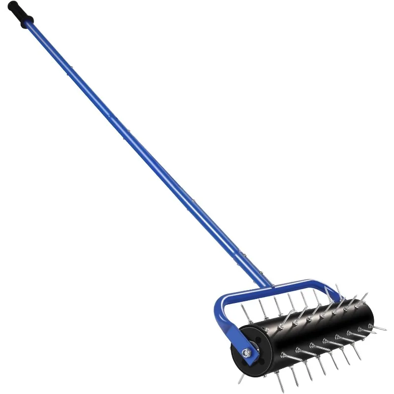 

21 Inch Rolling Lawn Aerator, 75 Inch Long Handle with Quick Clip Connection, Heavy Duty Garden Yard Manual Aerator Tool