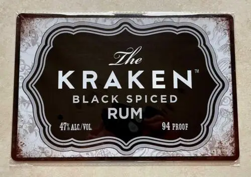 THE KRAKEN BLACK SPICED RUM METAL SIGN BAR PUB MAN CAVE COCKTAIL GIFT 20x30