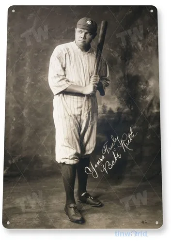 TIN SIGN Babe Ruth, Yankees, Baseball, Sports Bar, New York, Metal Décor, A227 --Tin Sign