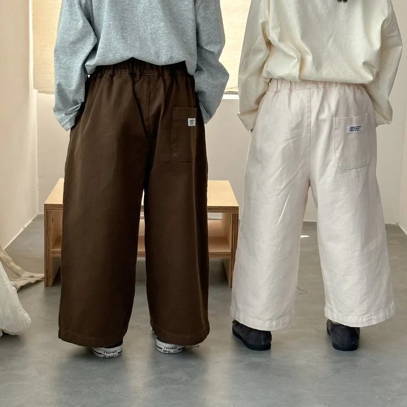 Bellbell Herbst Kinder Jungen Weite Hosen, lockere, einfarbige Hose mit elastischem Bund, für Kleinkinder und Jungen, 2-10 Jahre, Baby-Jungen-Hose, gerade geschnitten. – Detail 4