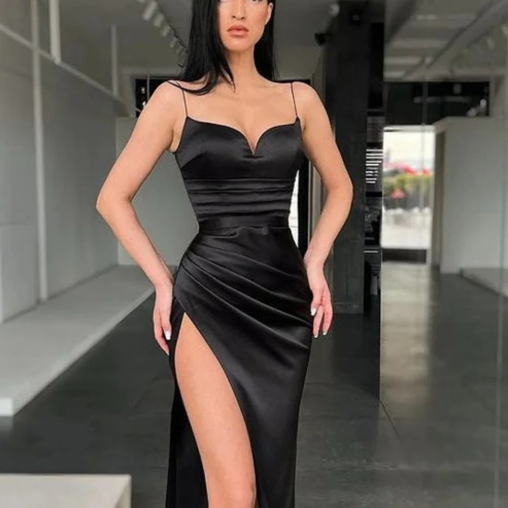 Sexy Abschluss ballkleid für Frauen Schatz Hals Spaghetti träger Abendkleider Strand boden lange Party kleider فساتين الس카رة