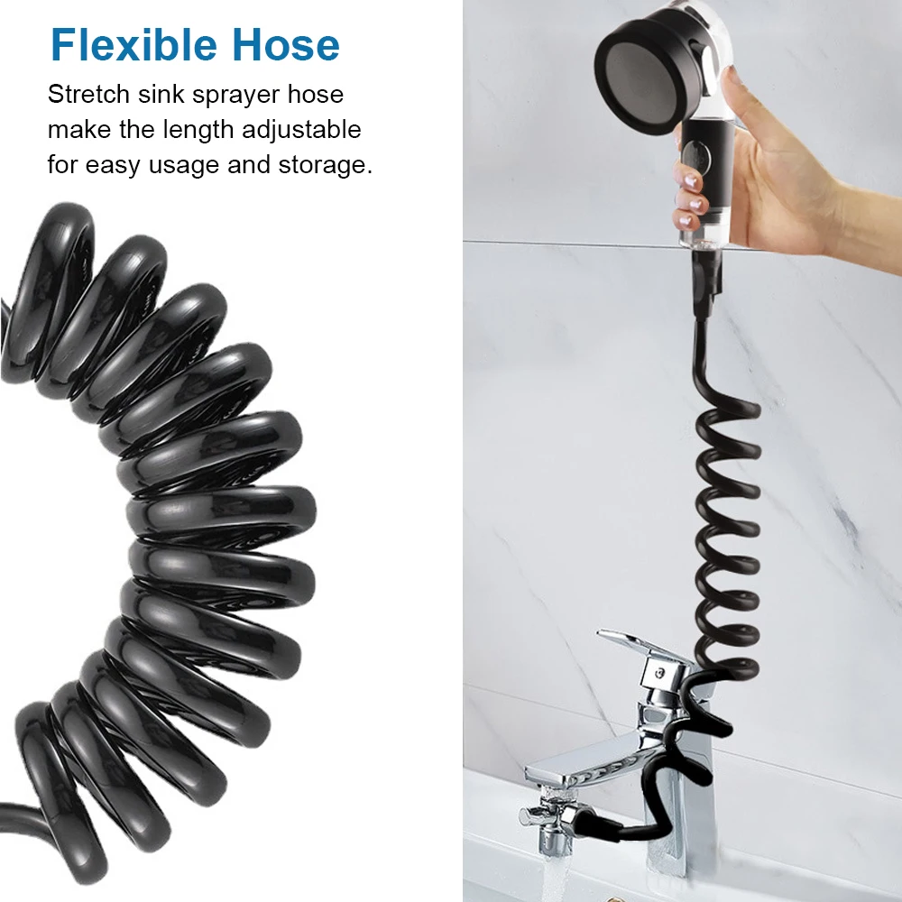 Shower Faucet Set Hose Handheld Shower Head Spray Tap Extender Sprayer Sink Booster Shower Bathroom Hair Washing JJ1959