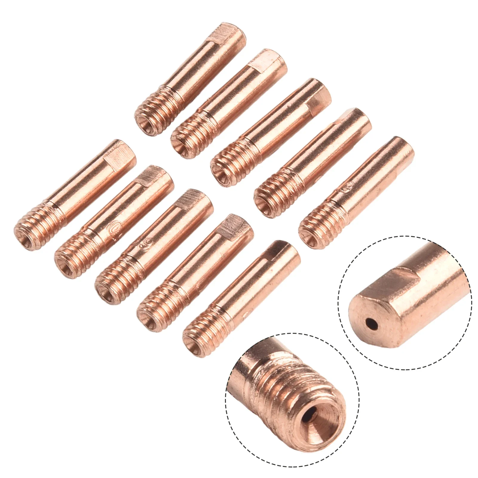 10Pcs Welding Torch Nozzle Contact Tips Gas Nozzle M6 0.6/0.8/0.9/1.0/1.2mm Power Nozzles Metal For MB15AK MIG Welding Torch 