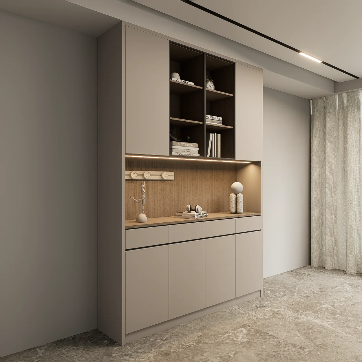Sliding Door Shoe Cabinet, Wooden Bespoke Shoe Storage with 10+ Shelves, High Capacity 50 Pairs, Hallway Shoe Rack Organizer