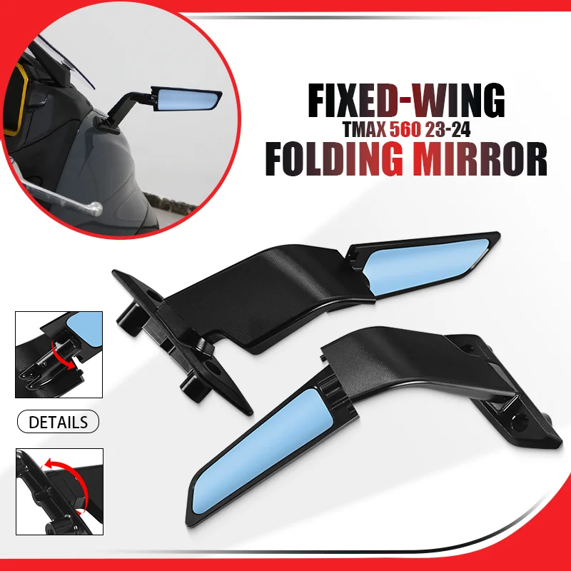 Baru untuk TMAX560 tMAX 560 2023-2024 sepeda motor dimodifikasi cermin dapat disesuaikan sayap angin tampilan belakang berputar winglet tmax560