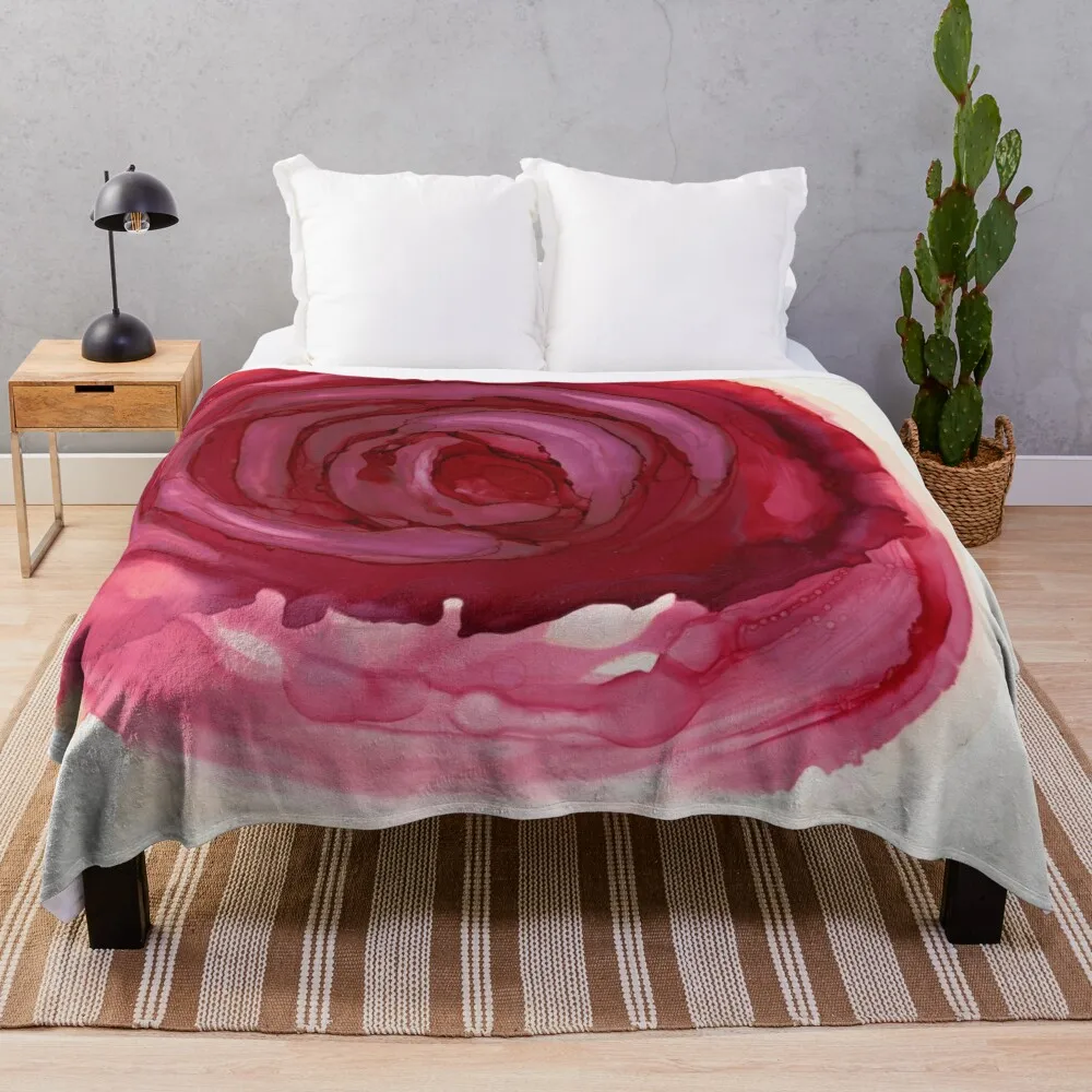 

Red Rose in Bloom Alcohol Art Throw Blanket Flannels Bed Fashionable Blankets