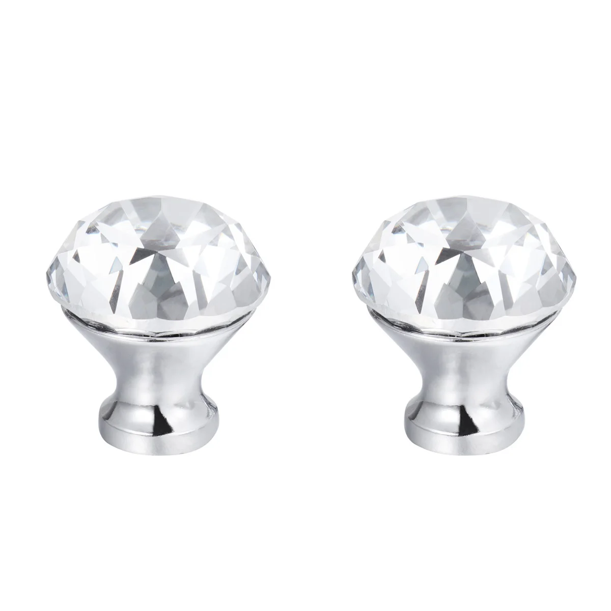 2 قطعة 30 مللي متر كريستال الماس مقبض الباب ثقب واحد شفاف الأبيض الأثاث الأجهزة تصميم رشيق جذاب #5