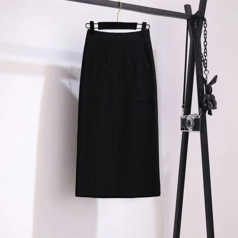 Women's Fashion Outfits Autumn Winter New High Neck Elegant Pullover Sweater High Waist Half Skirt Two Piece Suit Trend