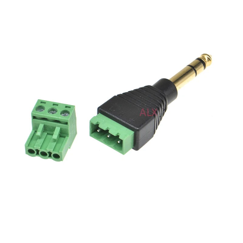 1pcs 6.3mm 6.35mm 3-pole Stereo Audio Male Plug To Terminal Block Adapter Connector 6.3 Plug