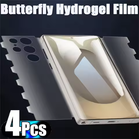 4PCS Screen Protector For Samsung Galaxy S25 S24 S23 S22 S21 S20 Ultra Plus Butterfly Hydrogel Film For Samsung S24 S21 S20 Film